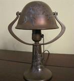 72. Rare Heinz Mushroom Shade Lamp - Sterling on Bronze -Approx. 10 1/2" Tall