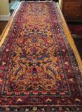 80. Blue, Red, Tan Oriental Runner - Approx. 114" x 32 1/2"