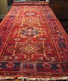 81. Reds, Blues Oriental Runner - Approx 128" x 40 1/2"