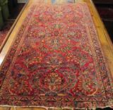 86. Antique Sarouk - Red Blue - Approx 59" x 31"