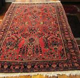 87. Red, Tan, Blue Iranian Rug- 40" x 60"
