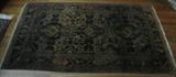 91. Black, Green, Orange Oriental Rug, Wool, Approx. 80" x 44 1/2"