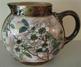 95. English Doulton Burslem Pitcher with Apple Blossoms - Late 1800's