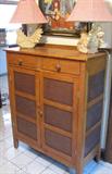 99. Beautiful Antique American Pie Safe - Rare Quarter-sawn Oak with Metal Panels Approx. 41" W x 19" D x 49"H