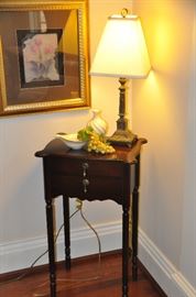 Petite cherry 2 drawer accent table  18"w x 29.5" h x 13"d