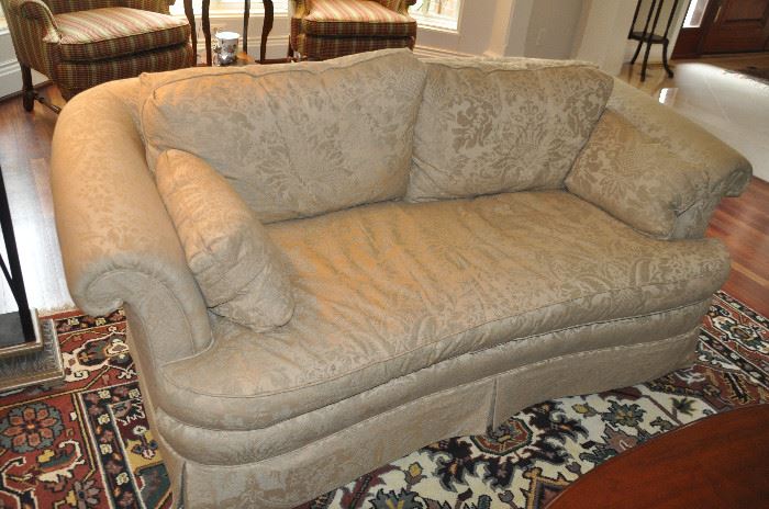 Sherrill two cushion down sofa with rolled arms  74" x 32"h x 36"d ( 1 available!)