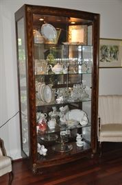 Spectacular quality  5 shelf Display Cabinet with braided wood and glass bow front doors!! 44"w x 88"h x 19.5"d