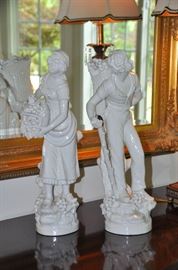 Large 18" vintage Victorian porcelain figurine, made in Italy 