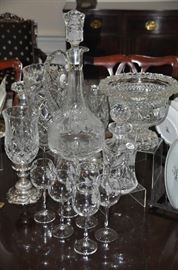 More gorgeous vintage cut crystal including many decanters 