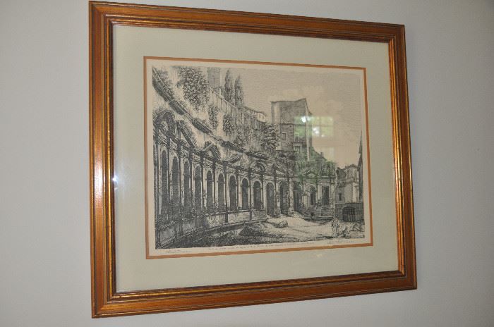 Antique engraving of Rome 1822, double matted and framed 30" x 26" 
