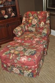 Fabulous Sherrill down cushion lounge chair with matching ottoman.  Chair 35”w x 35” h x 33”h. 
