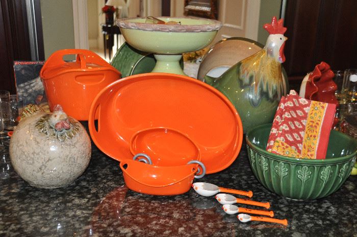 Adorable Ceramics, rooster collection and Rachel Ray cookware