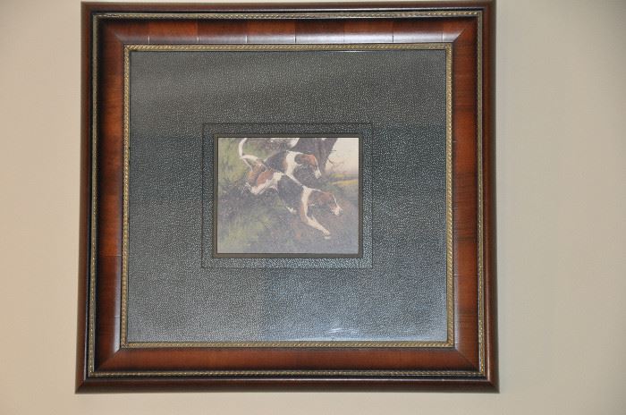 One of the three fabulously framed dog hound pictures by Wright 