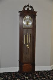 Howard Miller Grandfather Clock, Tempus Fugit, 19.5"w x 77"h x 11"d