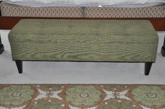 Fantastic green woven upholstered storage bench by S.O.L.E. Design CA. , 55"l x 18"h x 19"d