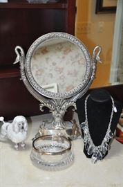 Beautiful silver tone vanity mirror!