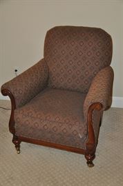 Another great side chair by Lillian August with mahogany trim on wheels, 33"w x 36"h x 26"d