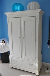 Painted white Armoire/wardrobe by Lexington, 44"w x 74"h x 11.5"d