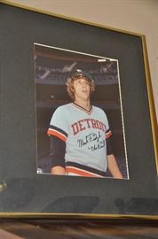 Signed Detroit Tiger photograph Mark Fydich, The Bird"