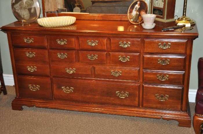 Fantastic American Drew 9 drawer dresser and mirror from the Cheery Blossom Collection.  Dresser is 5'6" x 32"h x 19" d.  