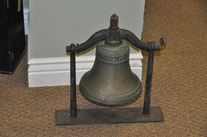 G. W. Coffin  Co, cast iron 18" h bell on stand