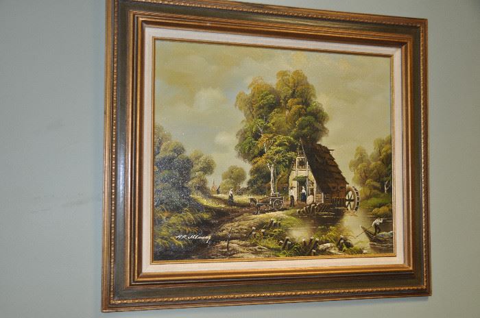 Vintage oil on canvas 28" square signed by H. P. Jhlmang