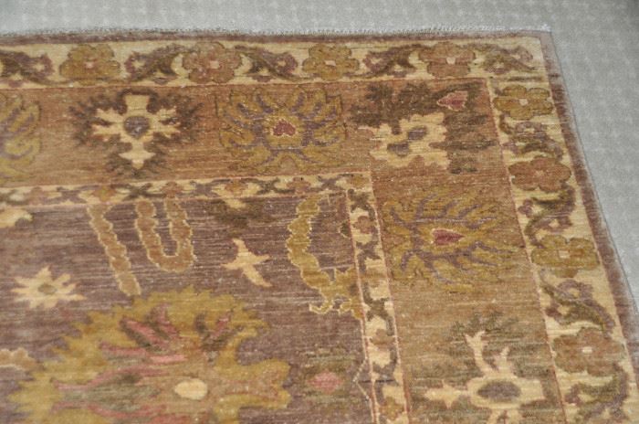 Wonderful natural dyed area rug hand made in India approx. 6’ x 9’. 