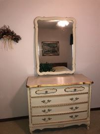 French provincial small dresser and mirror
