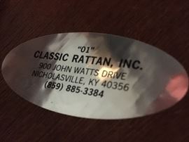 Vintage Classic Rattan, Inc. couch, recliner, dining table and 4 chairs and end table.