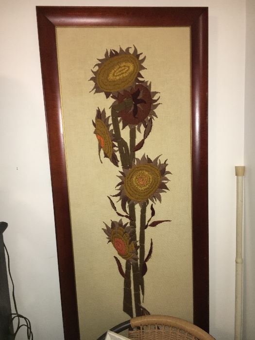 Vintage crewel embroidery, large and nicely framed.