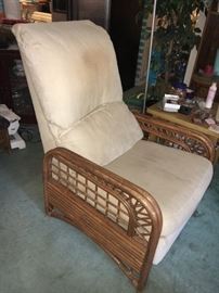 Vintage Classic Rattan, Inc. couch, recliner, dining table and 4 chairs and end table.