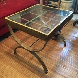 Metal and glass cocktail/end table.