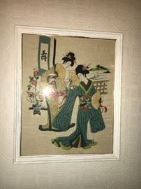 Vintage framed embroidery.
