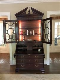 Kittinger Secretary with lighted and opened bookcase