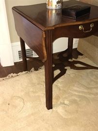 Side view of Baker Drop-leaf end table