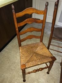 Ladder back kitchen chair with cane seat