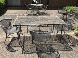 Vintage wrought iron patio table and 4 chairs