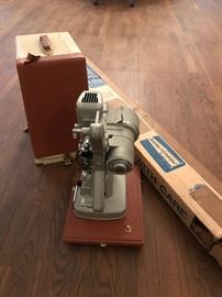 Keystone 8mm projector, case and screen