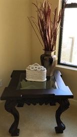 Coffee Table w Beveled Glass, 2 Matching End Tables