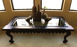 Coffee Table w Beveled Glass, 2 Matching End Tables