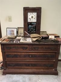 Victorian chest, New Haven Clock, old photos, militaria