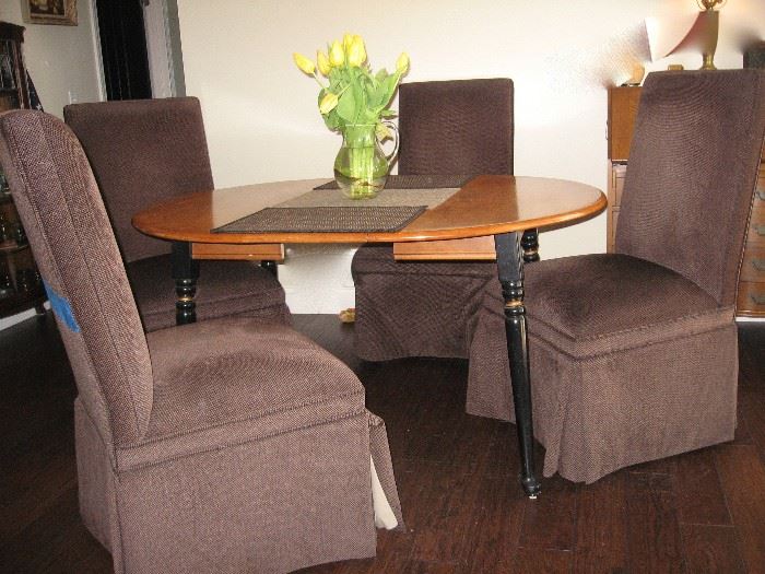 Kitchen table with custom covered chairs