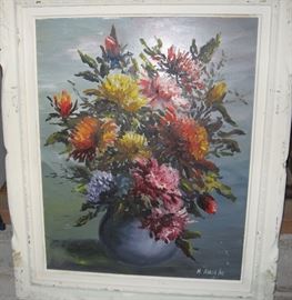 antique floral oil painting