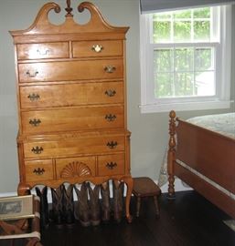 antique maple tall boy dresser