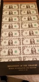 Set of 16 Uncut 1983 $1 Bills