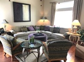 Custom Sectional Sofa, Pair of Chairs