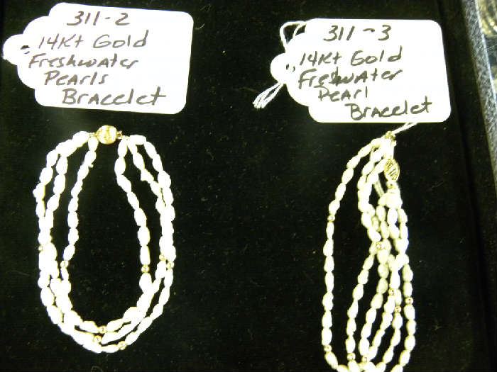 14kt Gold Saltwater Pearls Bracelets