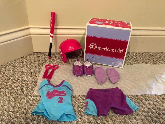 American Girl softball set, (missing softball)