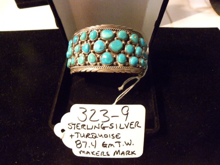 Sterling Silver Turquoise Bracelet w/Makers Mark