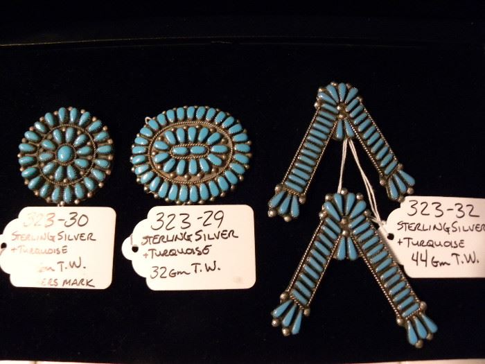 Sterling Silver & Turquoise Pins